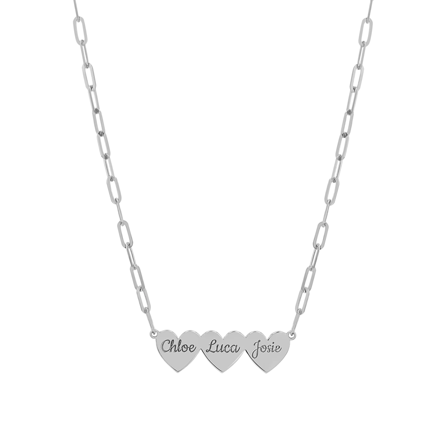 Engravable Multi Heart Paper Clip Necklace - Image 7