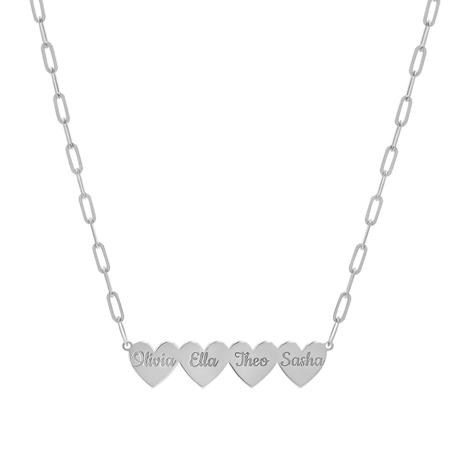 Engravable Multi Heart Paper Clip Necklace - Image 8