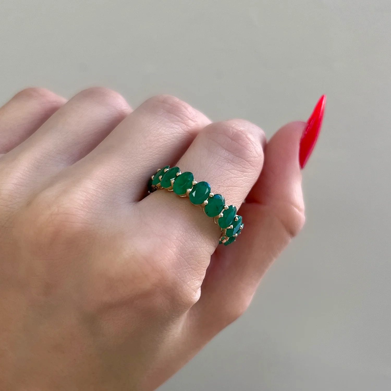 Genuine Emerald Oval Eternity Band - Image 5