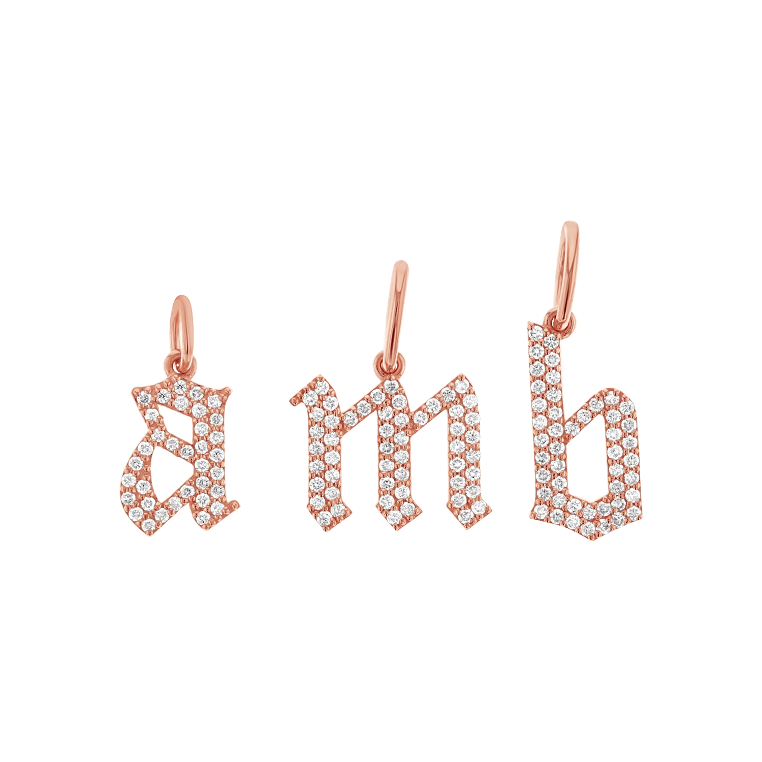 Diamond Gothic Old English Initial Charm - Image 3