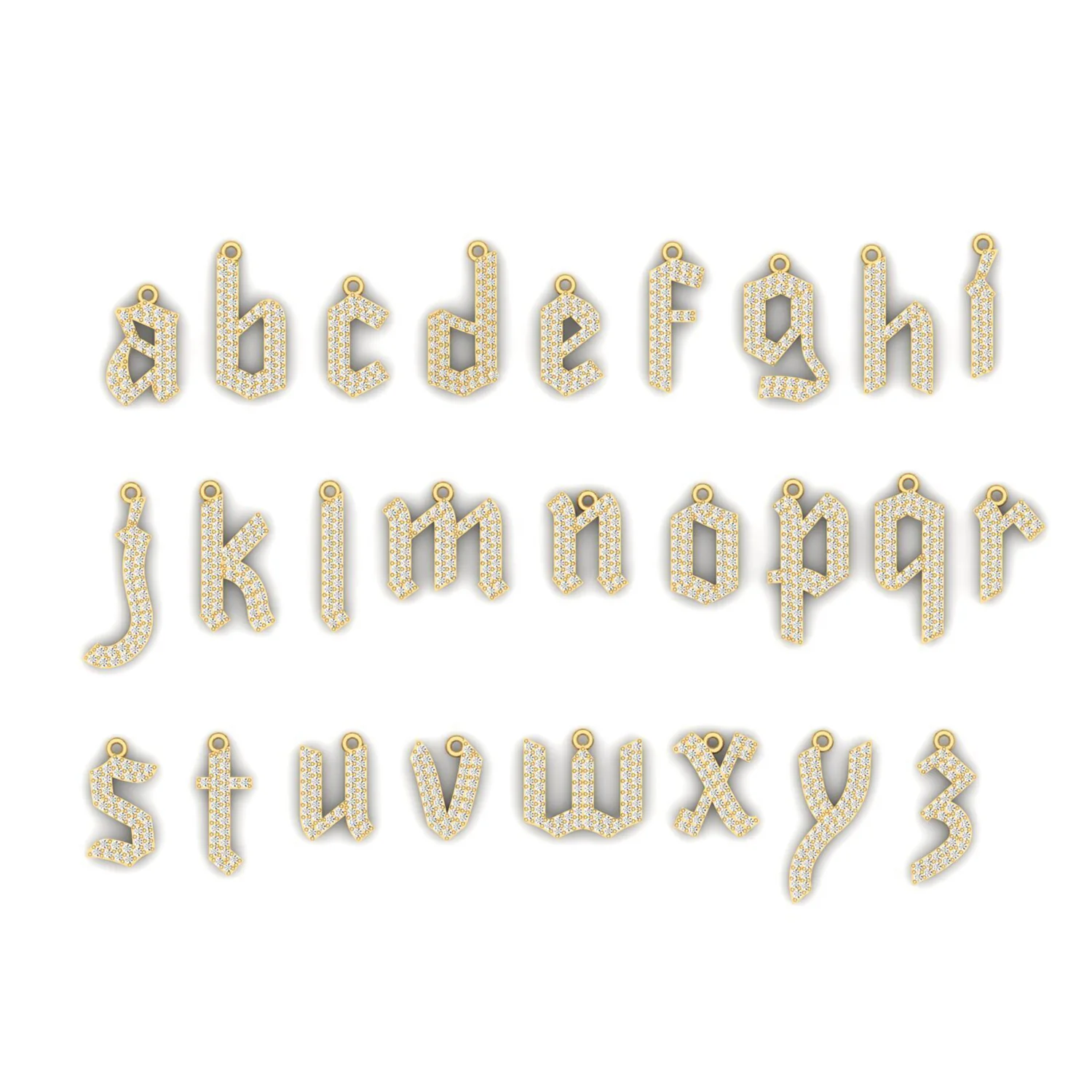 Diamond Gothic Old English Initial Charm - Image 4