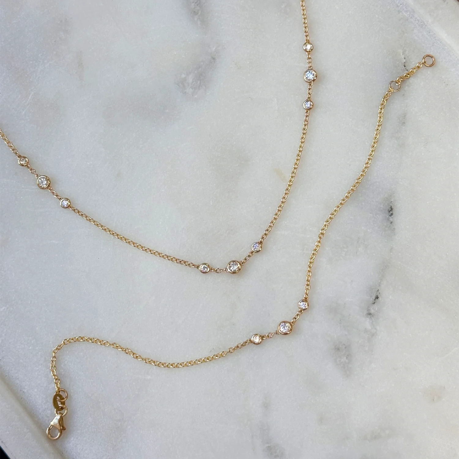 Graduated Diamond Trio Bezel Necklace - Image 4
