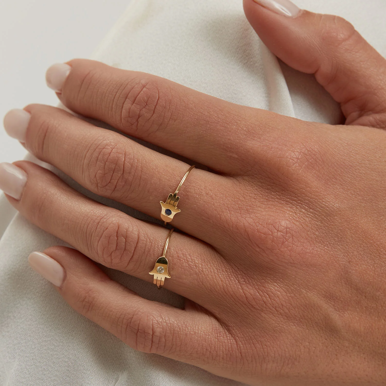 Hamsa Diamond Wire Ring - Image 8