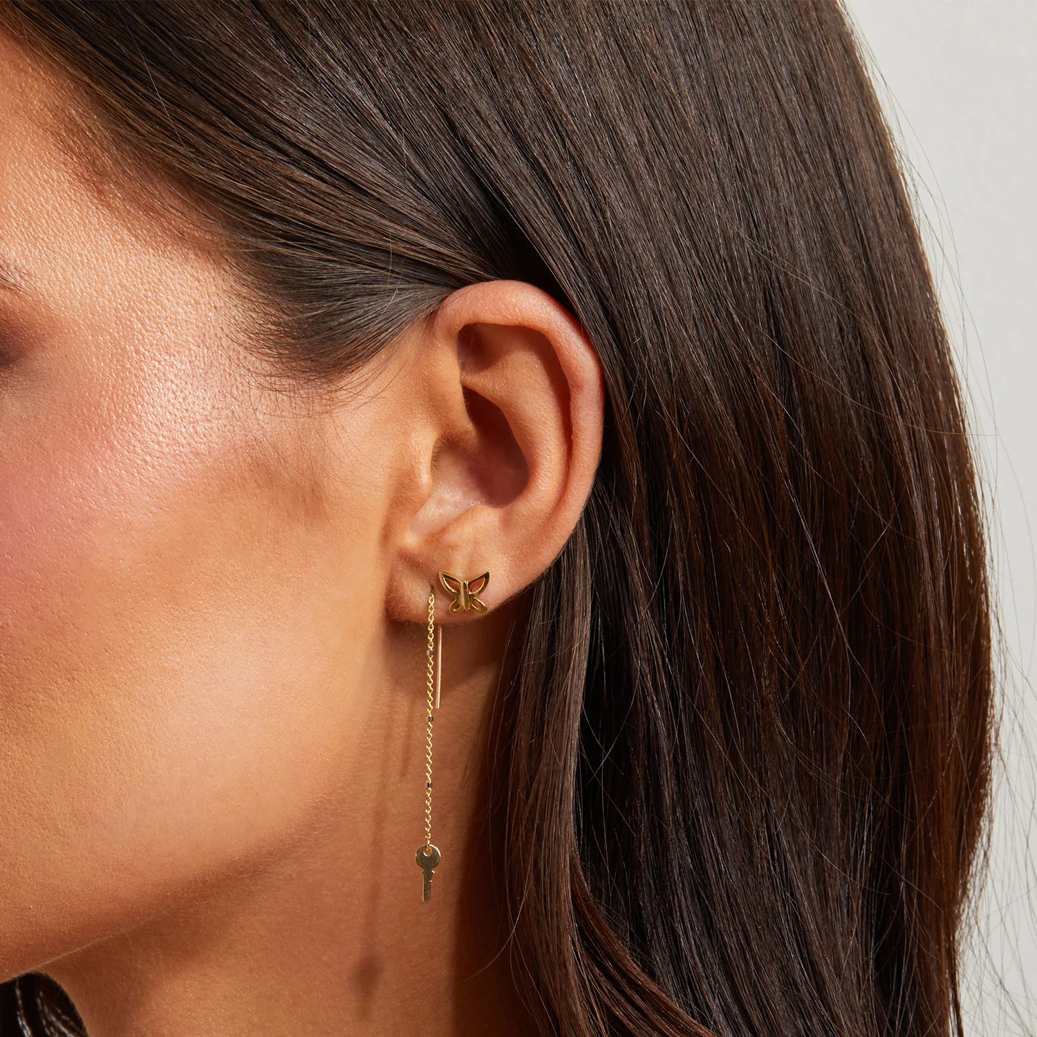 Key Sparkle Chain Threader Earring - Image 7