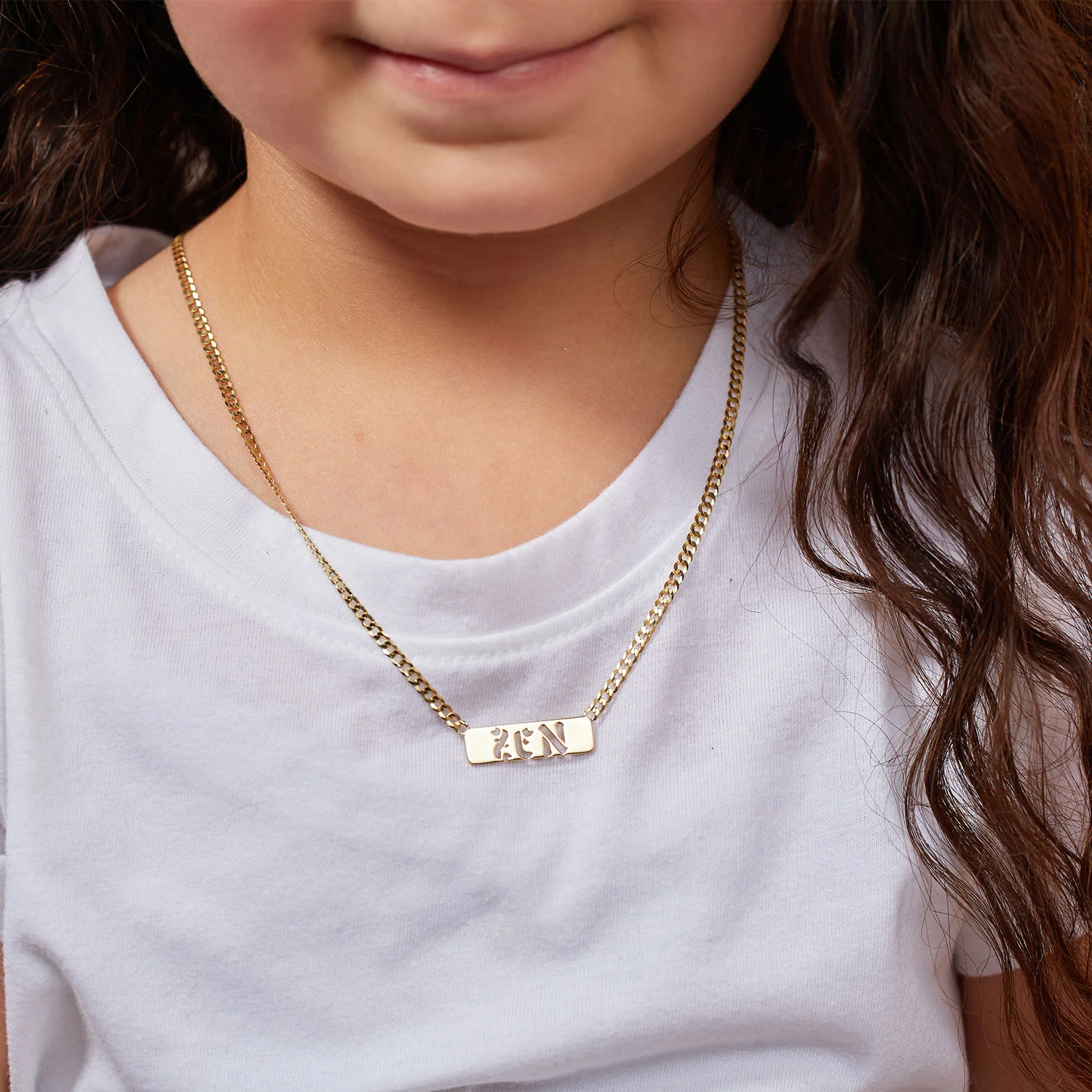 Kids Cuban Link Custom Nameplate Necklace - Image 4