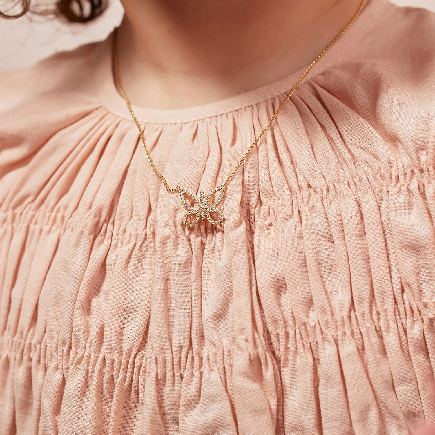 Kids Diamond Pave Butterfly Necklace - Image 4