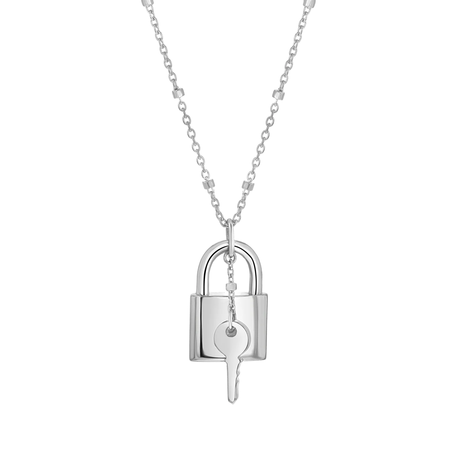 Love Padlock and Key Sparkle Chain Necklace - Image 2