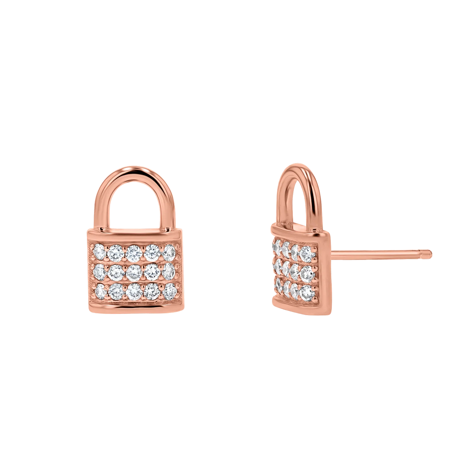 Love Padlock Diamond Pave Stud Earrings - Image 3