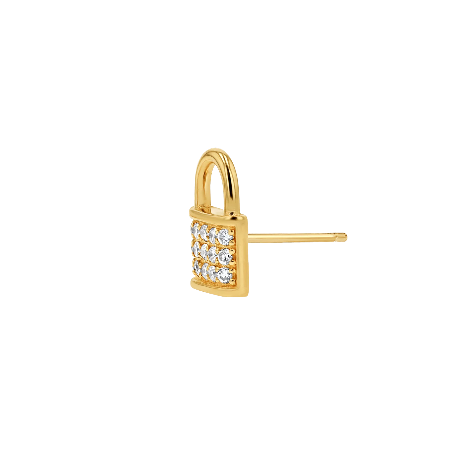Love Padlock Diamond Pave Stud Earrings - Image 4