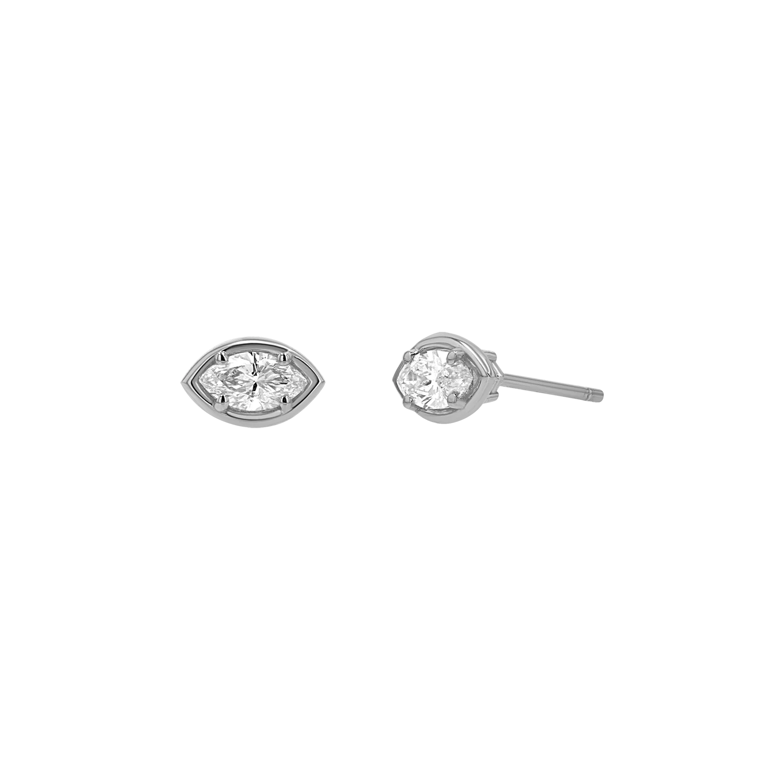Marquise Diamond Stud Earrings - Image 2