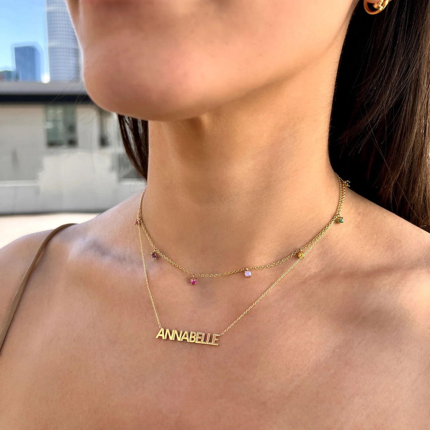 Multi Block Letter Name Necklace - Image 4