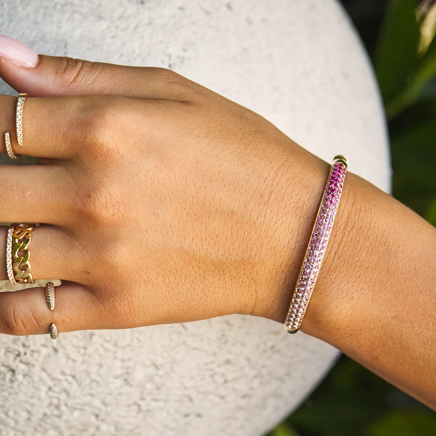 Ombré Pink Sapphire Cuff Bracelet - Image 5