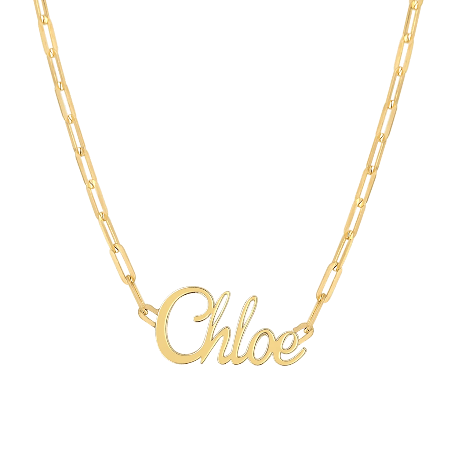 Paper Clip Script Diamond Name Necklace - Image 4