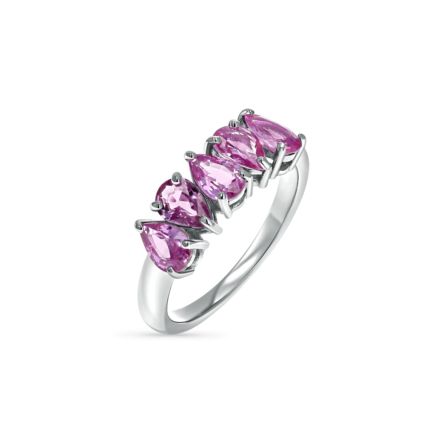 Pear Shape Pink Sapphire Half Eternity - Image 2
