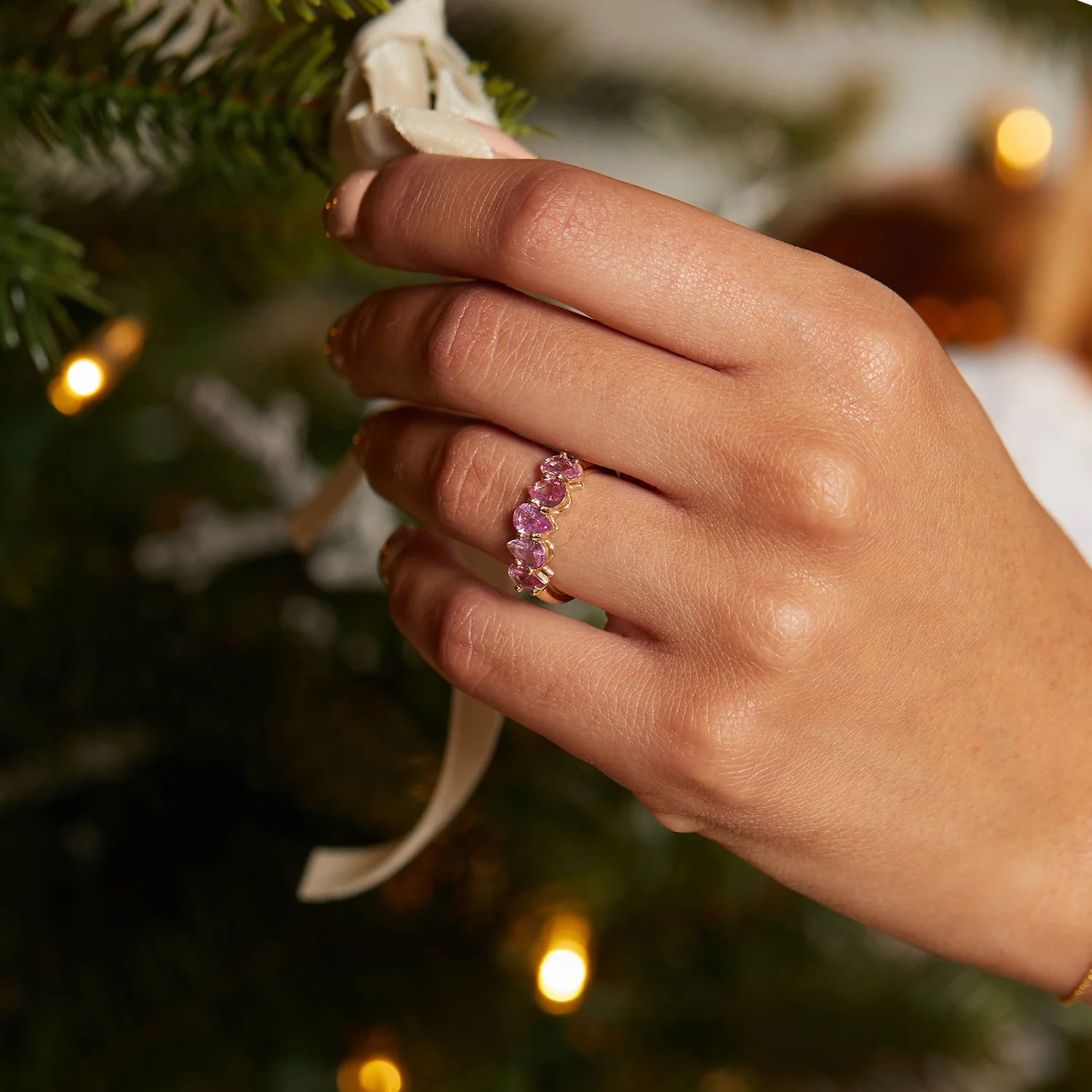 Pear Shape Pink Sapphire Half Eternity - Image 5