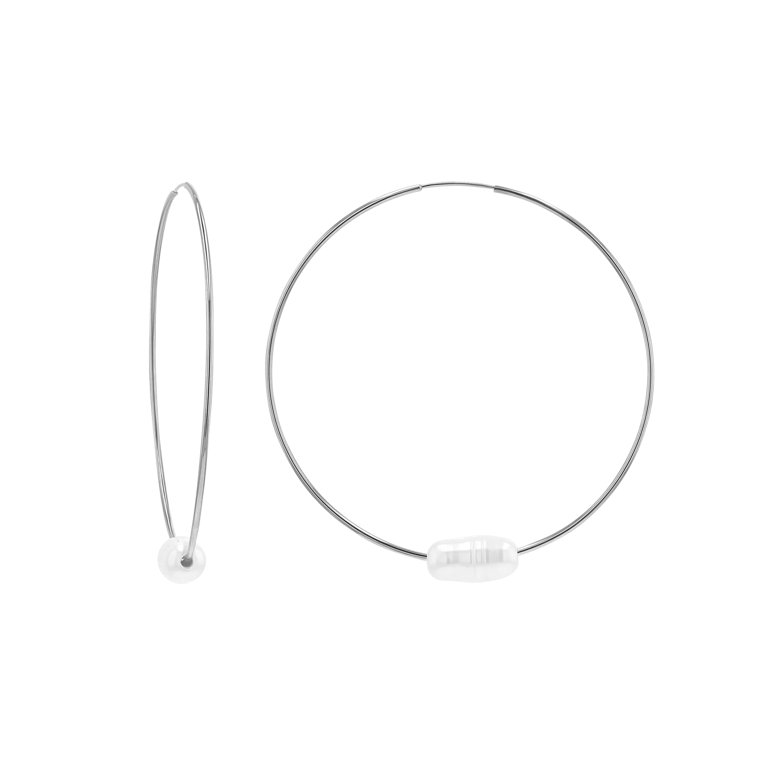 Pearl Accent Endless Hoop Earrings - Image 2