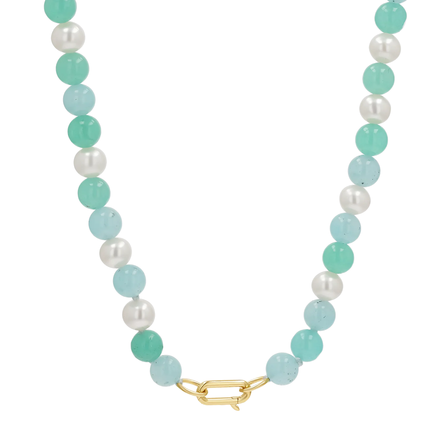 Pearl Aqua Connector Chain Necklace - Image 4