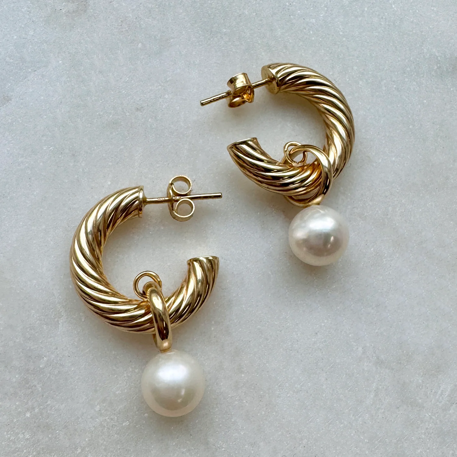 Pearl Drop Charmed Twist Hoops - Image 2