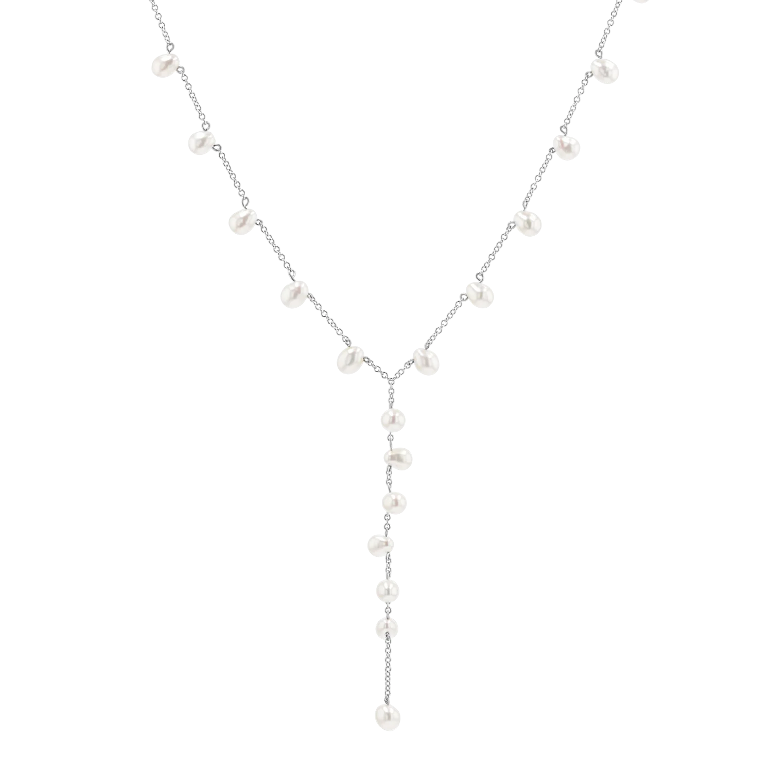 Pearl Lariat Y Chain Necklace - Image 2