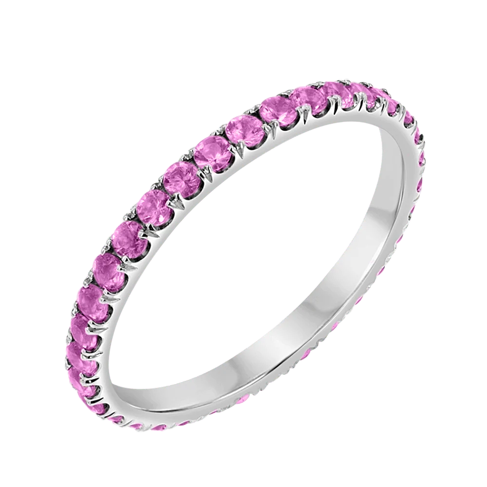Pink Sapphire U Pave Band - Image 2