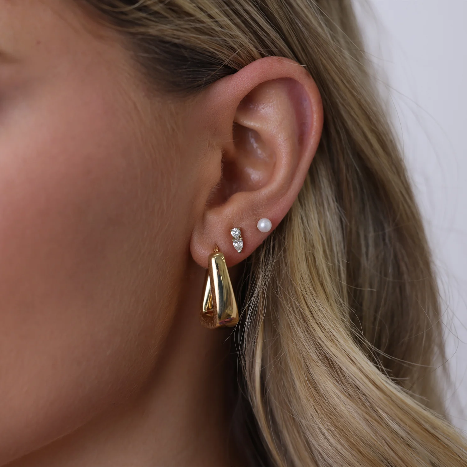Rectangular Puff Link Hoops - Image 3