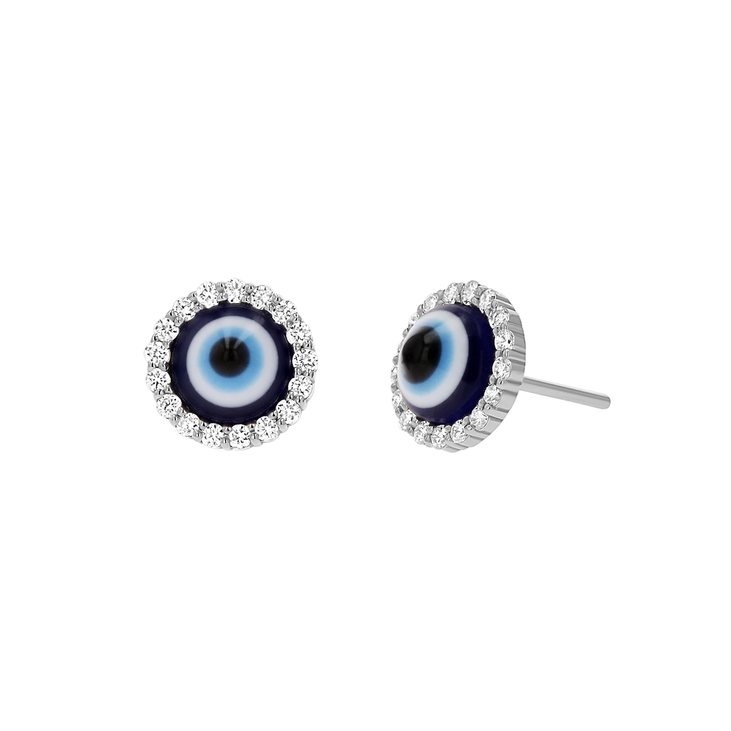 Round Diamond Evil Eye Studs - Image 2