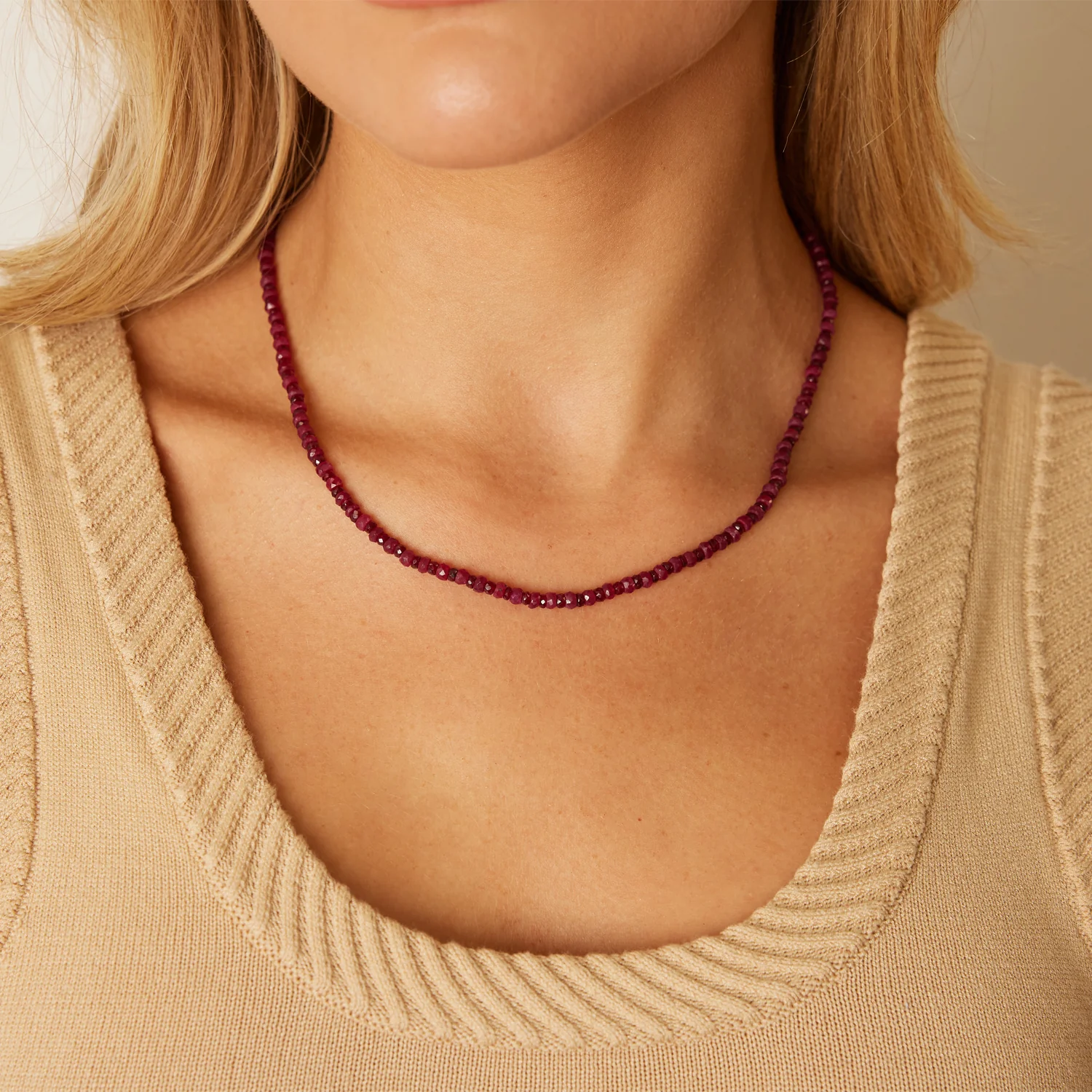 Ruby Bead Necklace - Image 2