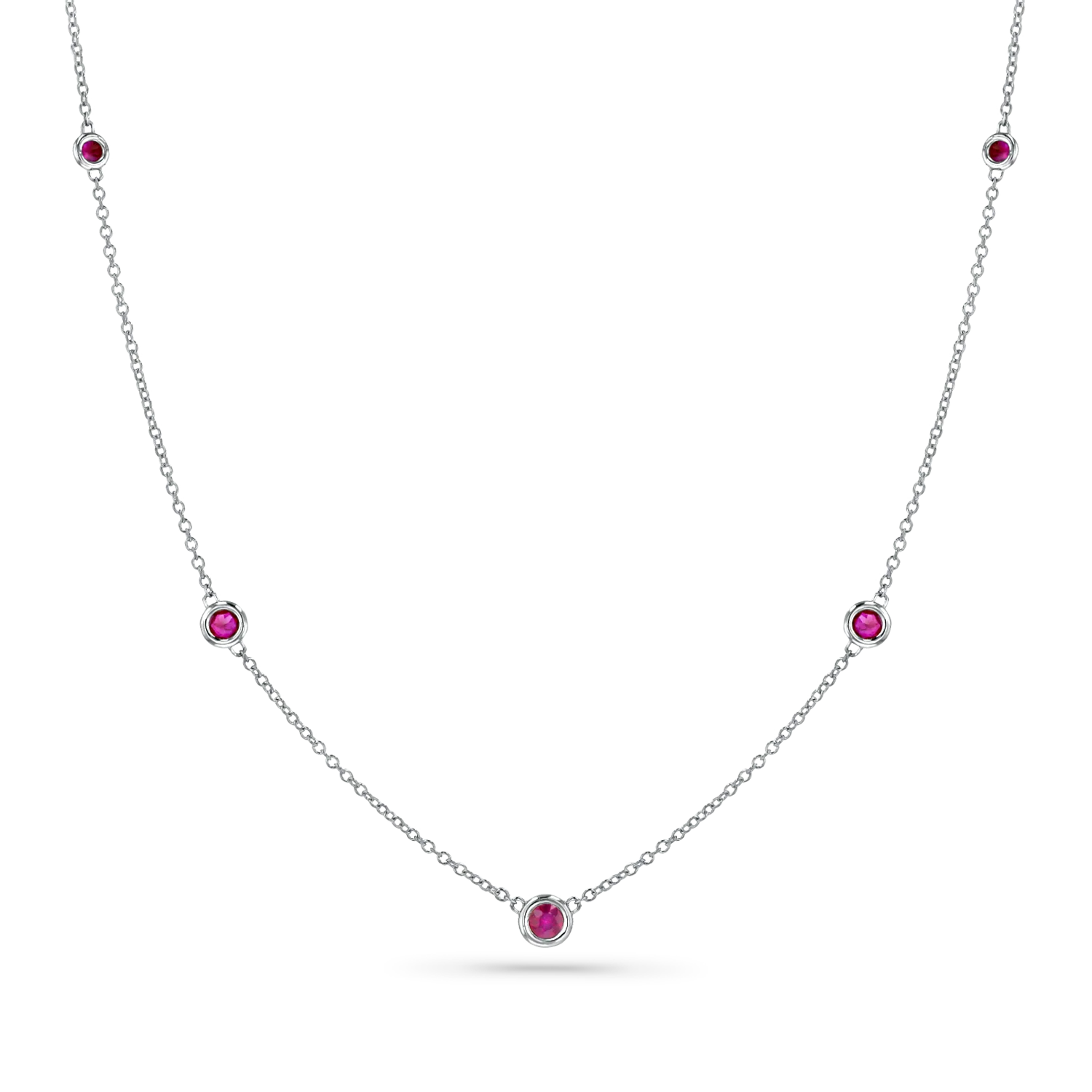 Ruby Bezel Strand Necklace - Image 2