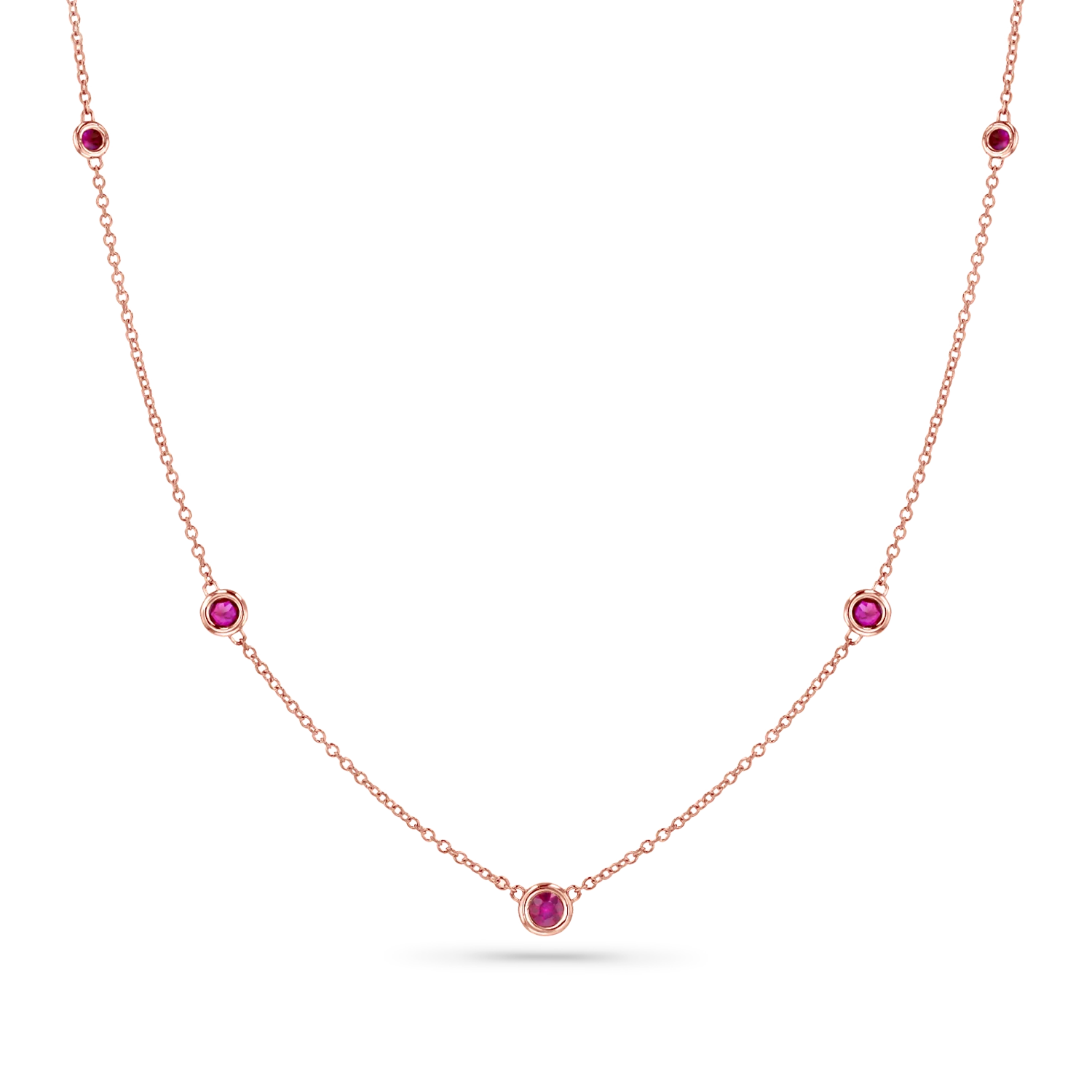Ruby Bezel Strand Necklace - Image 3