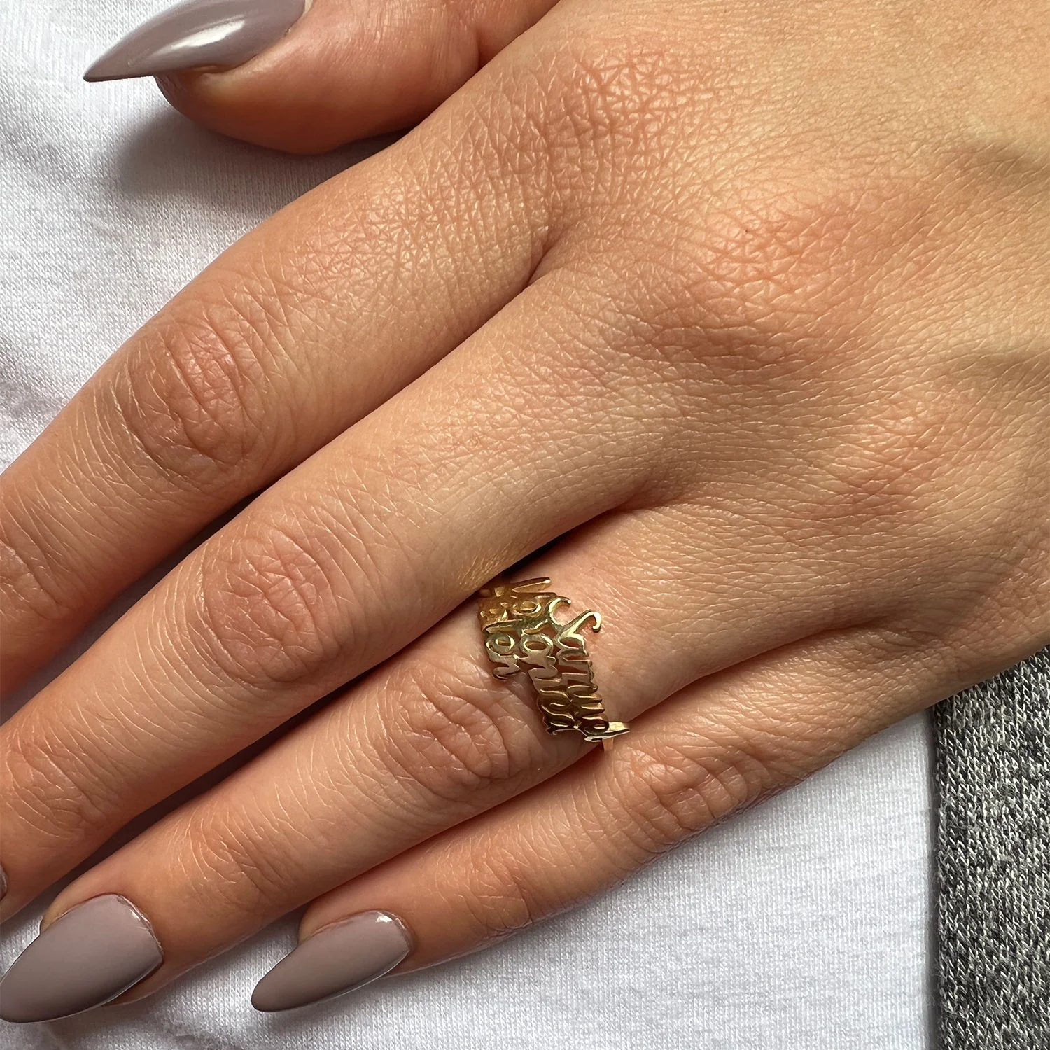 Script Custom Triple Name Ring - Image 6
