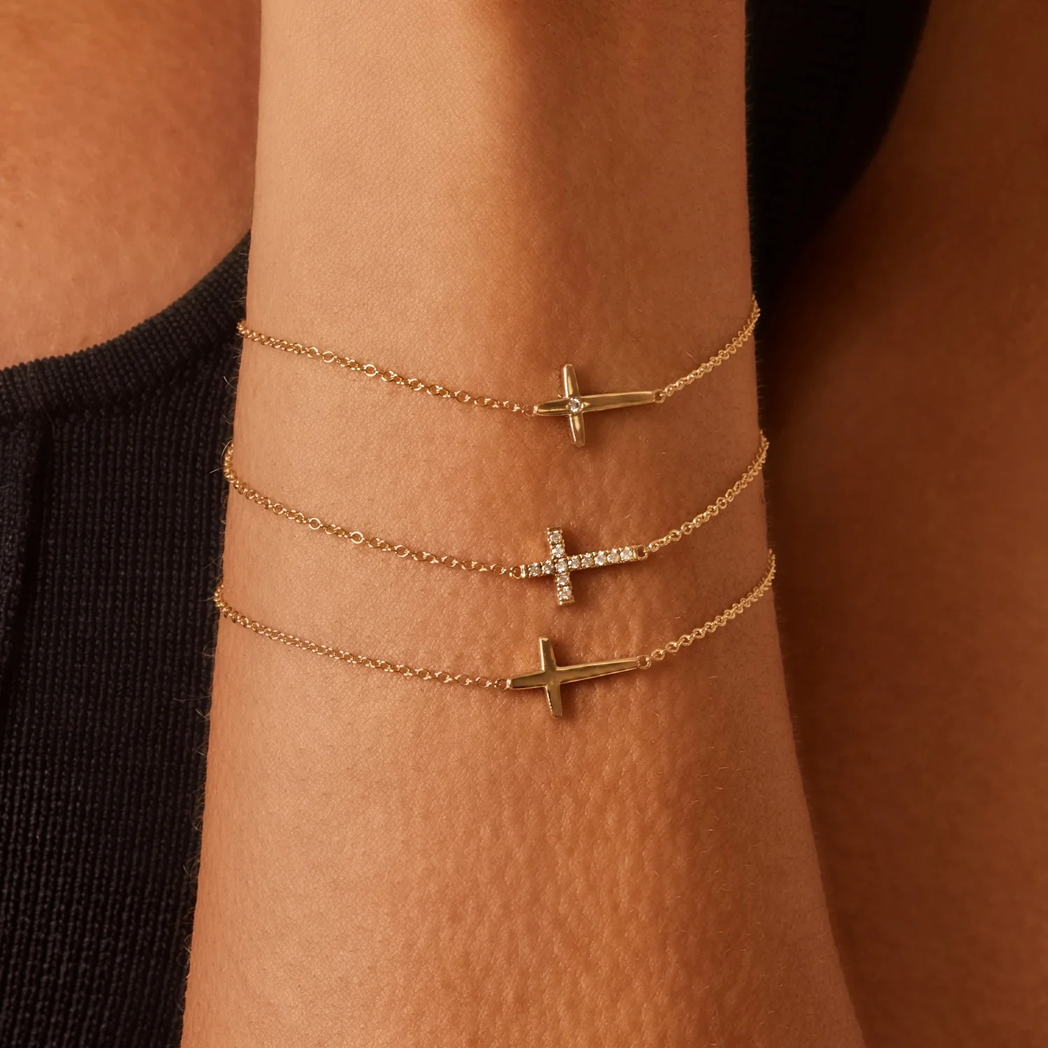 Sculptural Diamond Cross Bracelet - Image 6