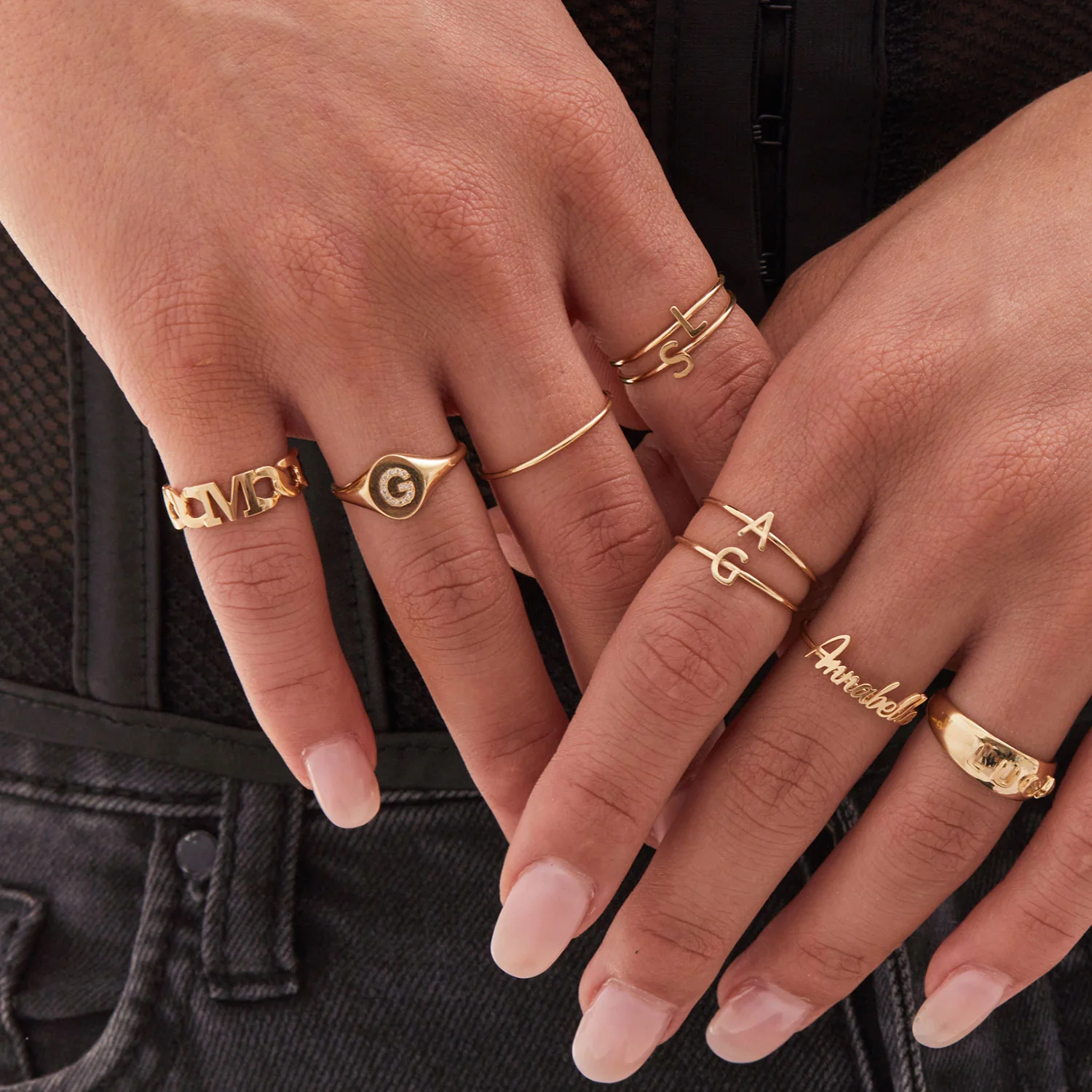 Diamond Signet Initial Letter Ring - Image 4