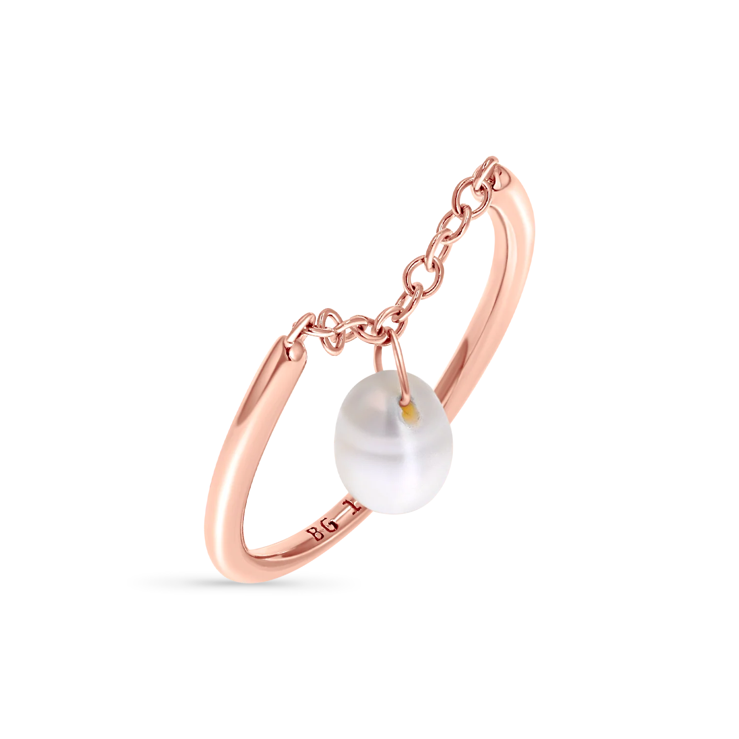Solitaire Pearl Drop Chain Ring - Image 3