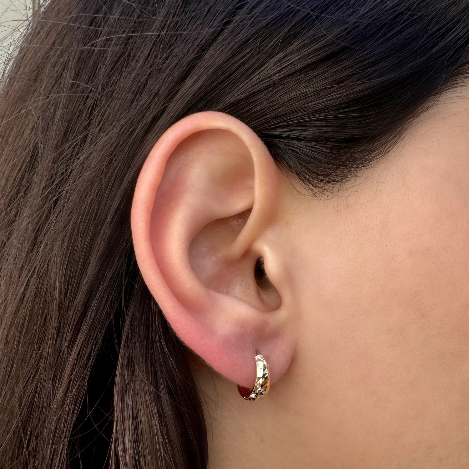 Sparkle Tapered Huggies Hoops - Image 3