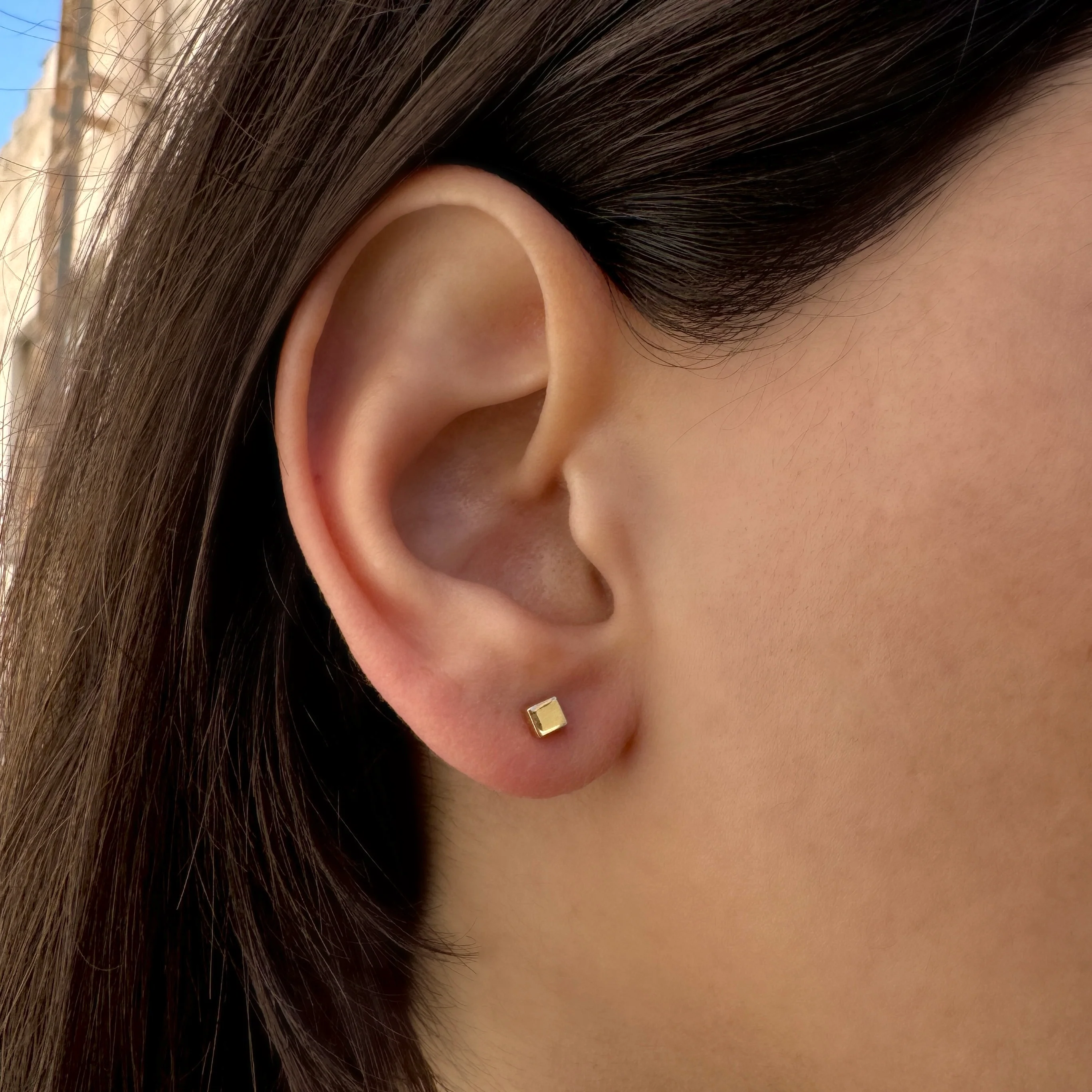 Square Block Stud Earrings - Image 2