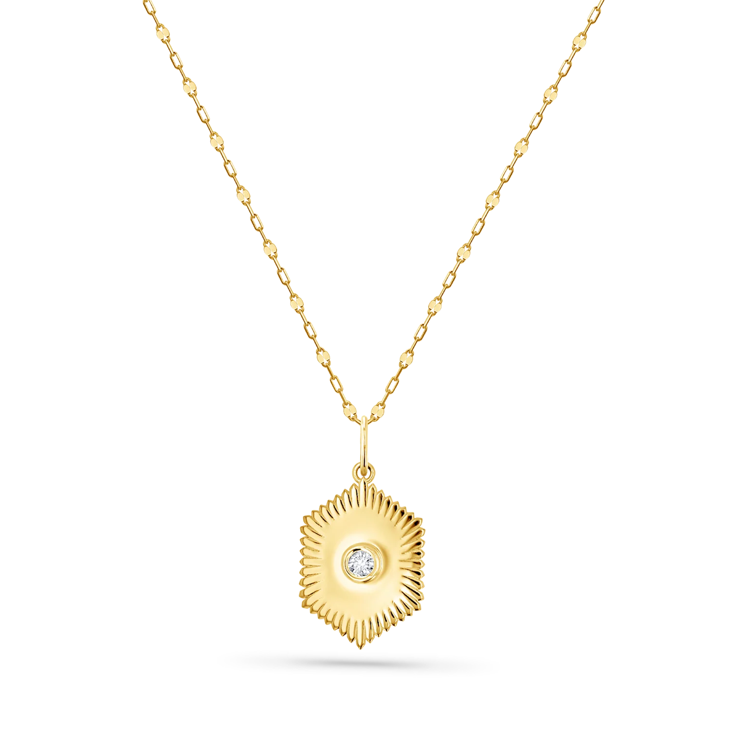 Sunburst Hexagon Diamond Solitaire Charm - Image 7