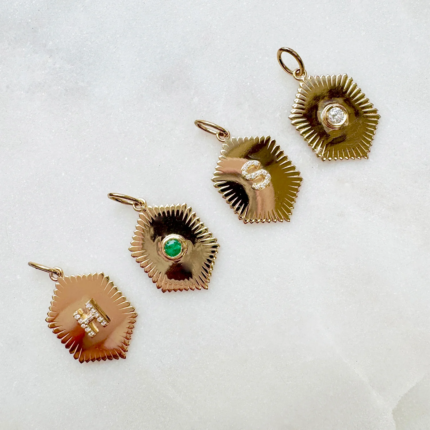 Sunburst Hexagon Letter Charm - Image 5