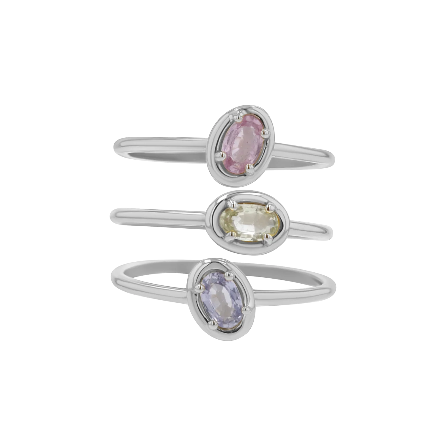Trio Oval Sapphire Ring Set - Image 2