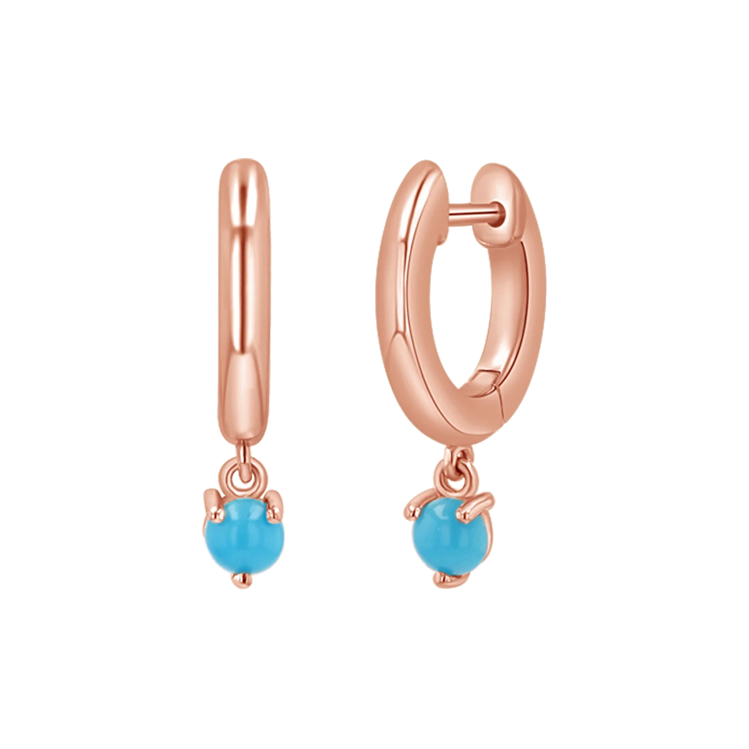 Turquoise Charm Drop Huggies - Image 3