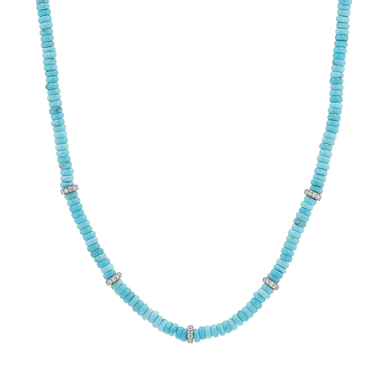 Turquoise Diamond Bead Necklace - Image 2