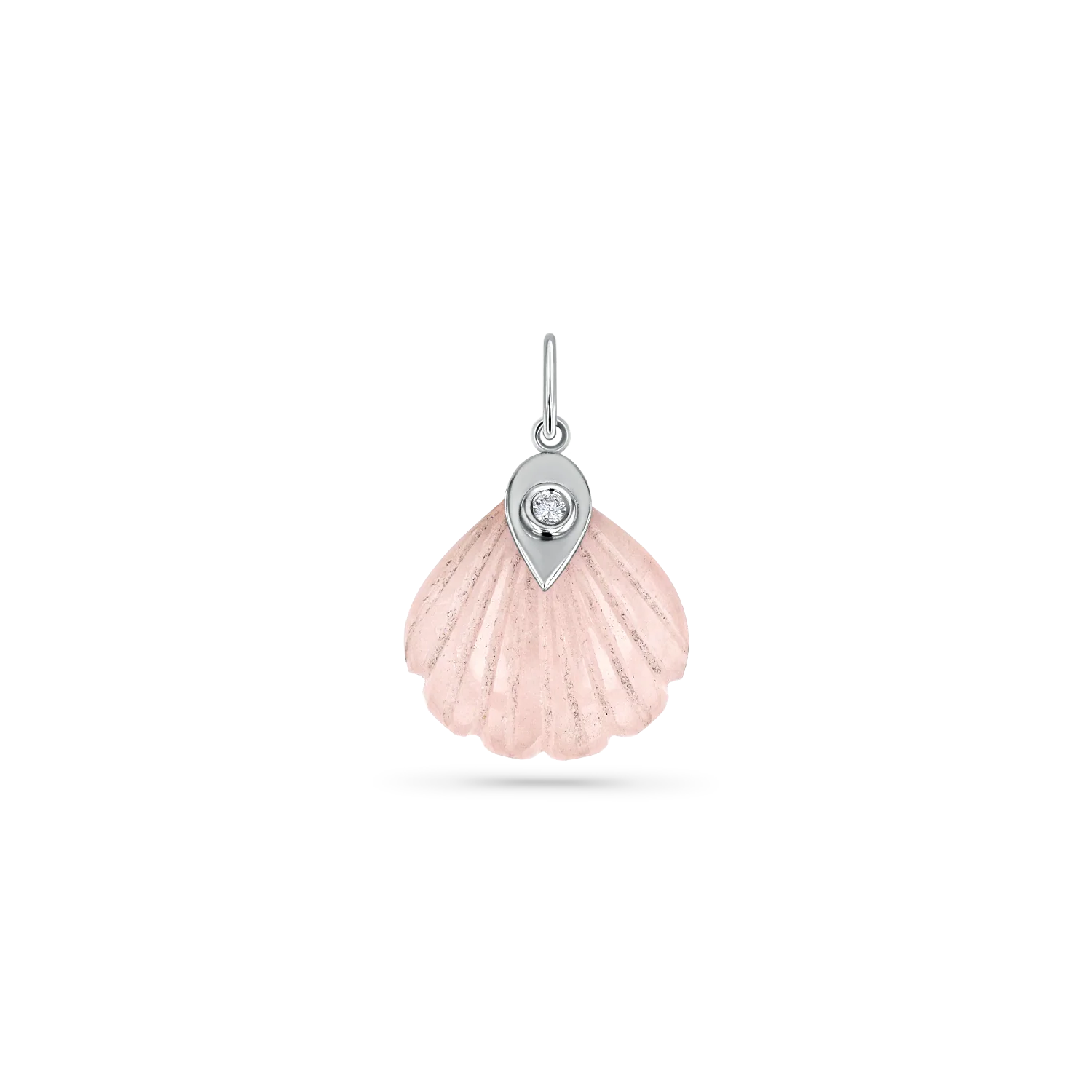 Venus Rose Quartz Shell Diamond Charm - Image 2