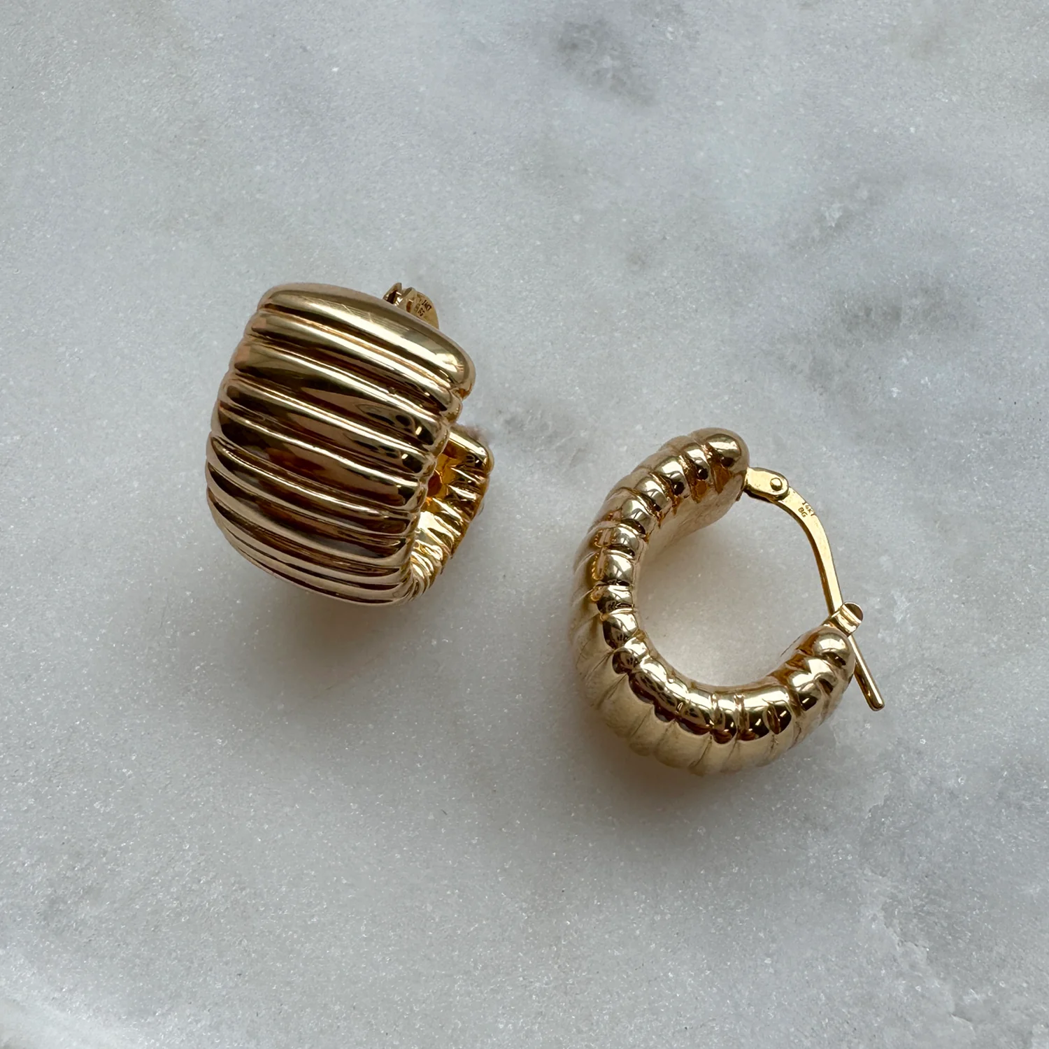 Wide Fluted Huggie Hoops - Image 2