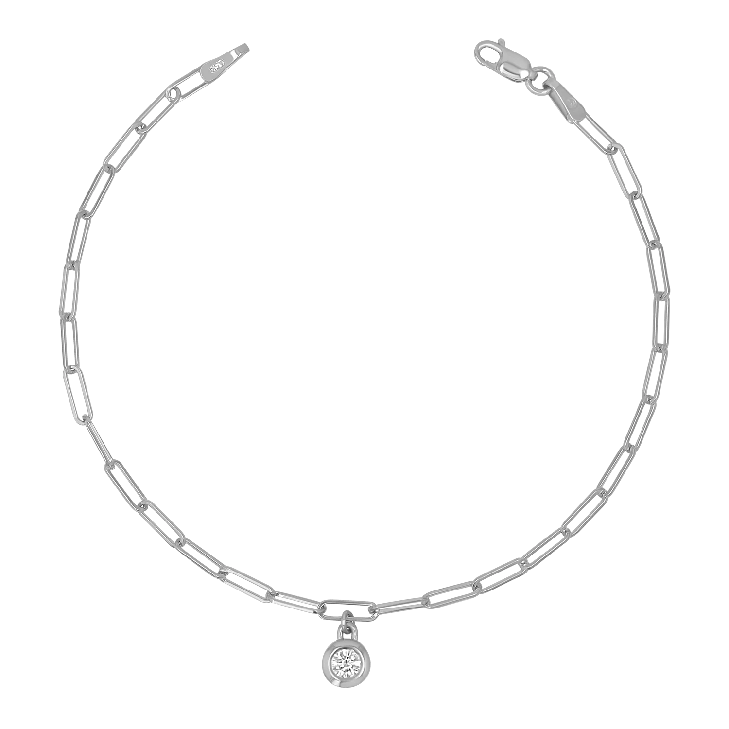 Wire Paper Clip Diamond Bezel Bracelet - Image 2