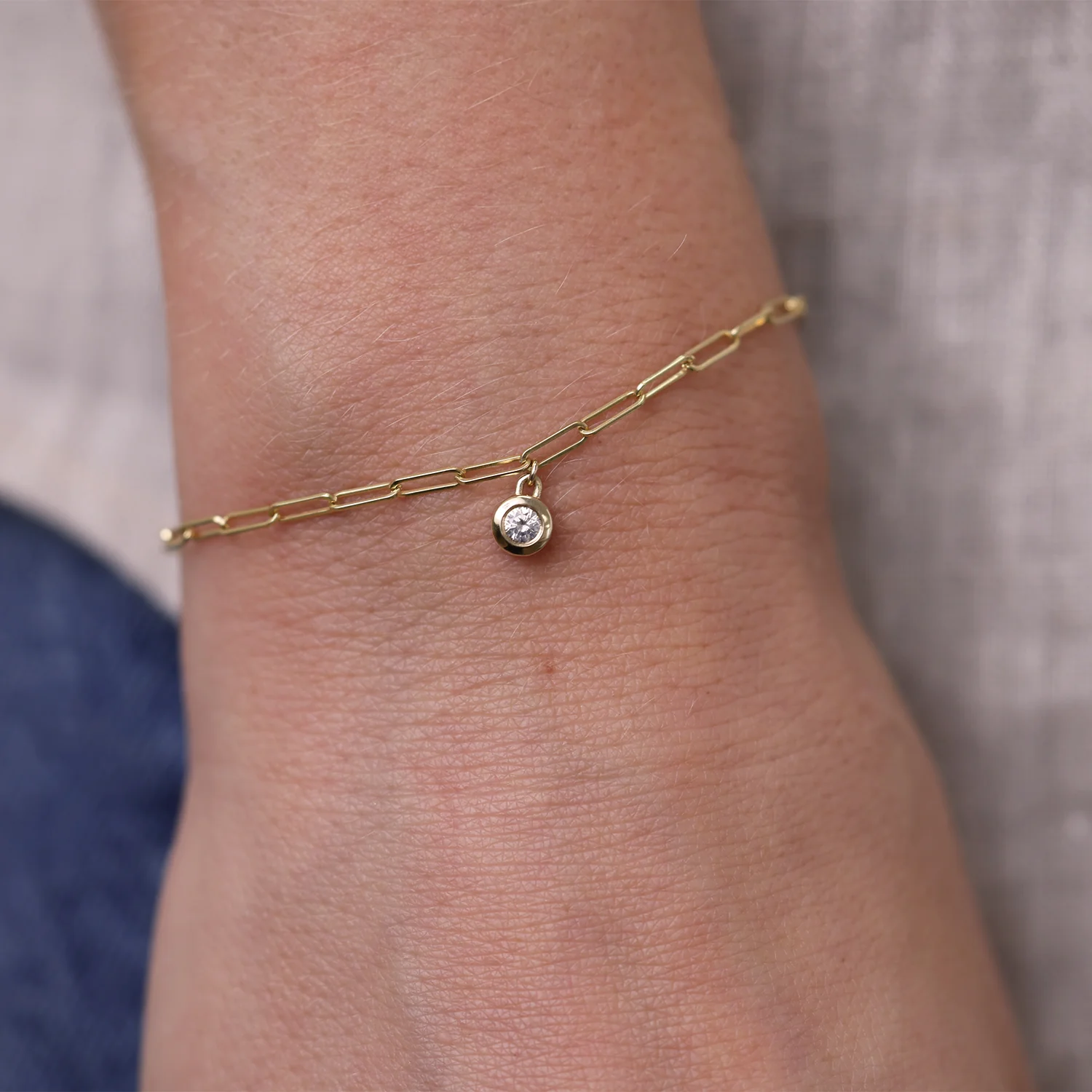 Wire Paper Clip Diamond Bezel Bracelet - Image 4