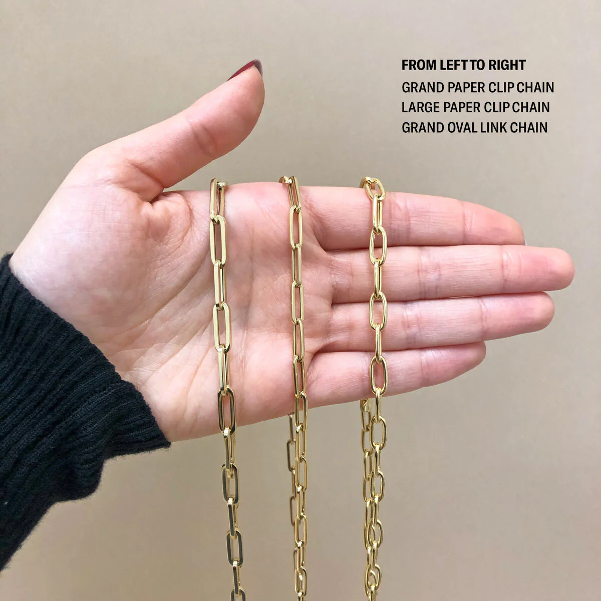 14K Large Paper Clip Chain Necklace - Image 4