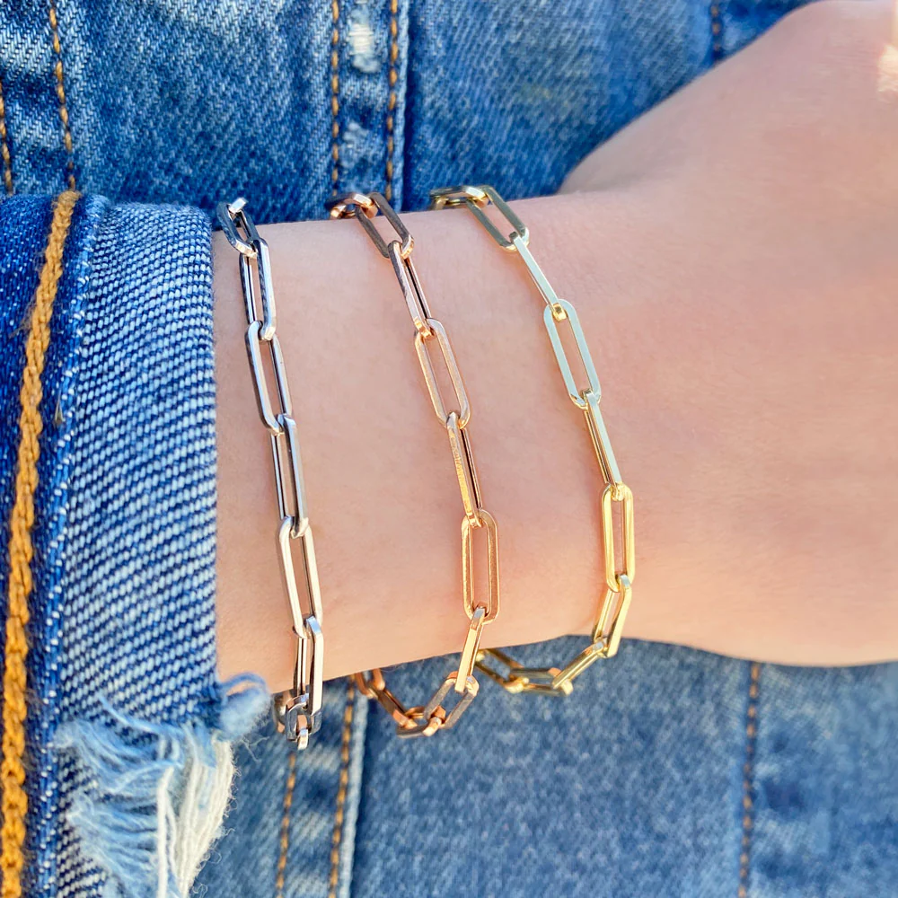 14K Paper Clip Chain Bracelet - Image 4