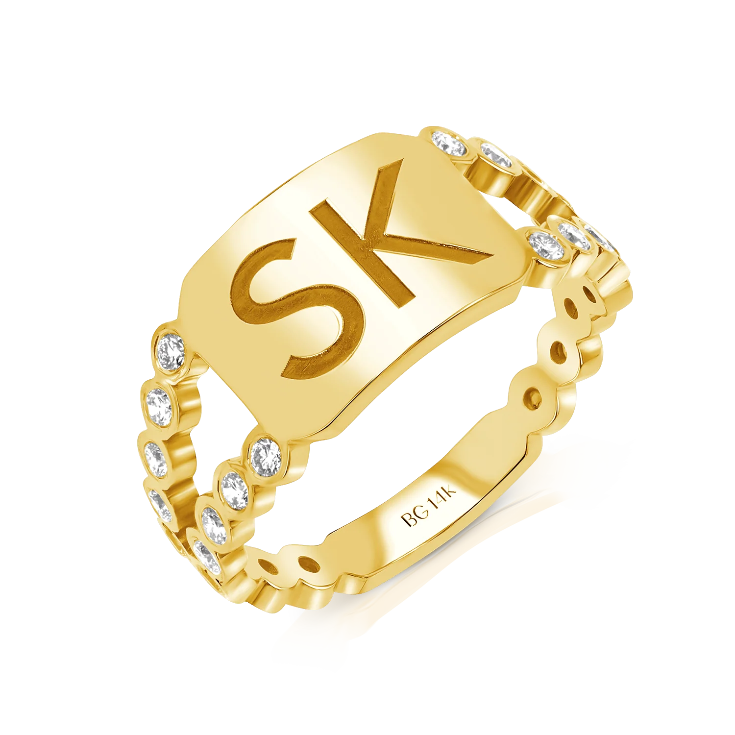 Bubble Diamond Bezel Signet Ring - Image 4