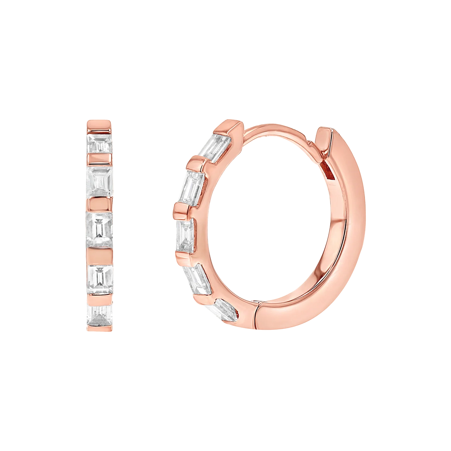 Baguette Huggies Hoop Earrings - Image 3