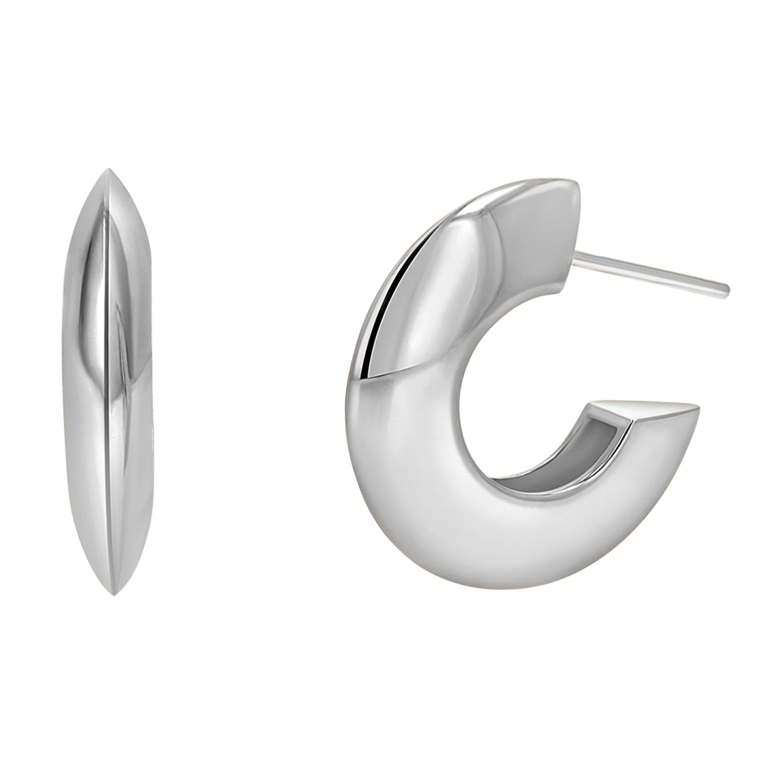 Crescent Dome Hoop Earrings - Image 2