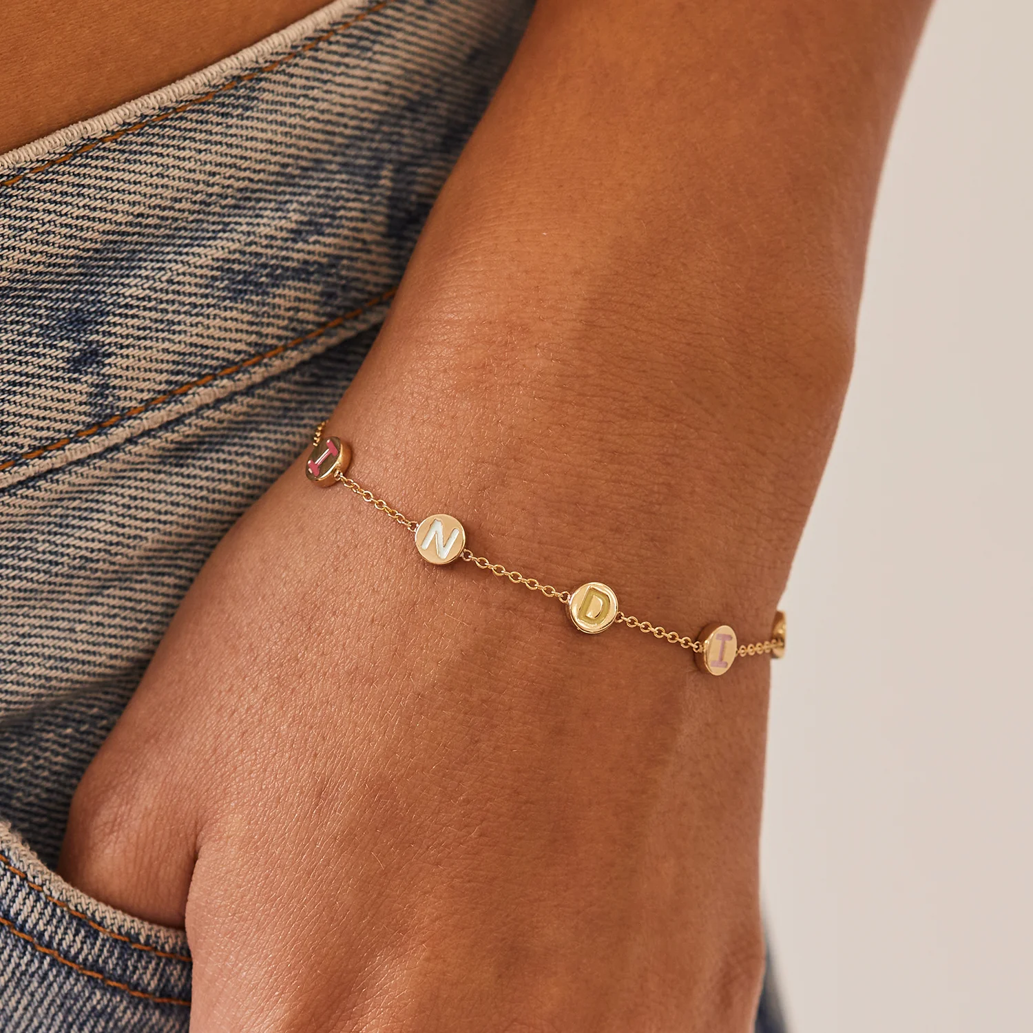 Custom Enamel Letter Bracelet - Image 4